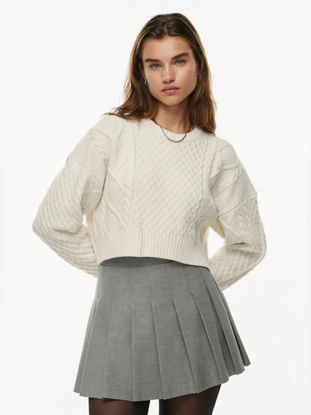 Aritzia Sunday Best Peggy Cropped Sweater | Cable Knit